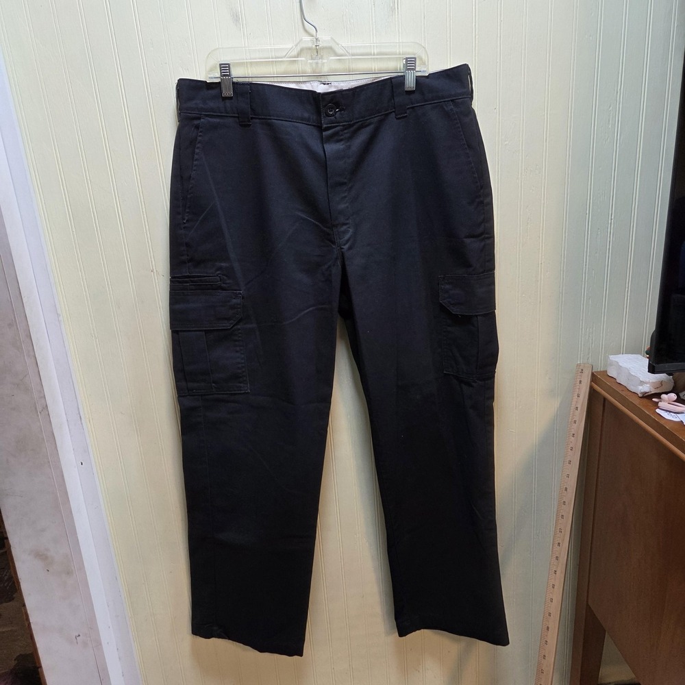 Dickies‎ Cargo Pants Mens 38x32 Black Flat Front Regular Fit Workwear Pockets